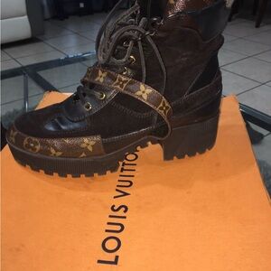 Louis Vuitton Brown Combat Moto Boots Rugged Design